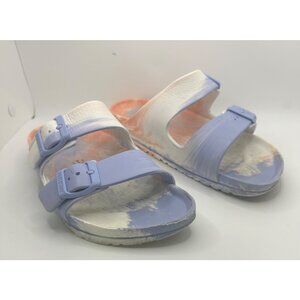 Birkenstock Arizona EVA Watercolor Sandals Size 39 Pastel Blue & Peach Adjustabl